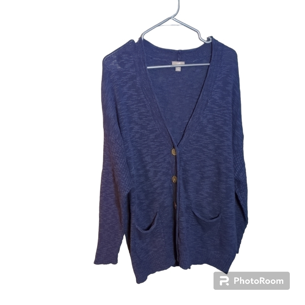 J. Jill L Petites Heather Blue Knit Button‎ Cardigan Size XLP